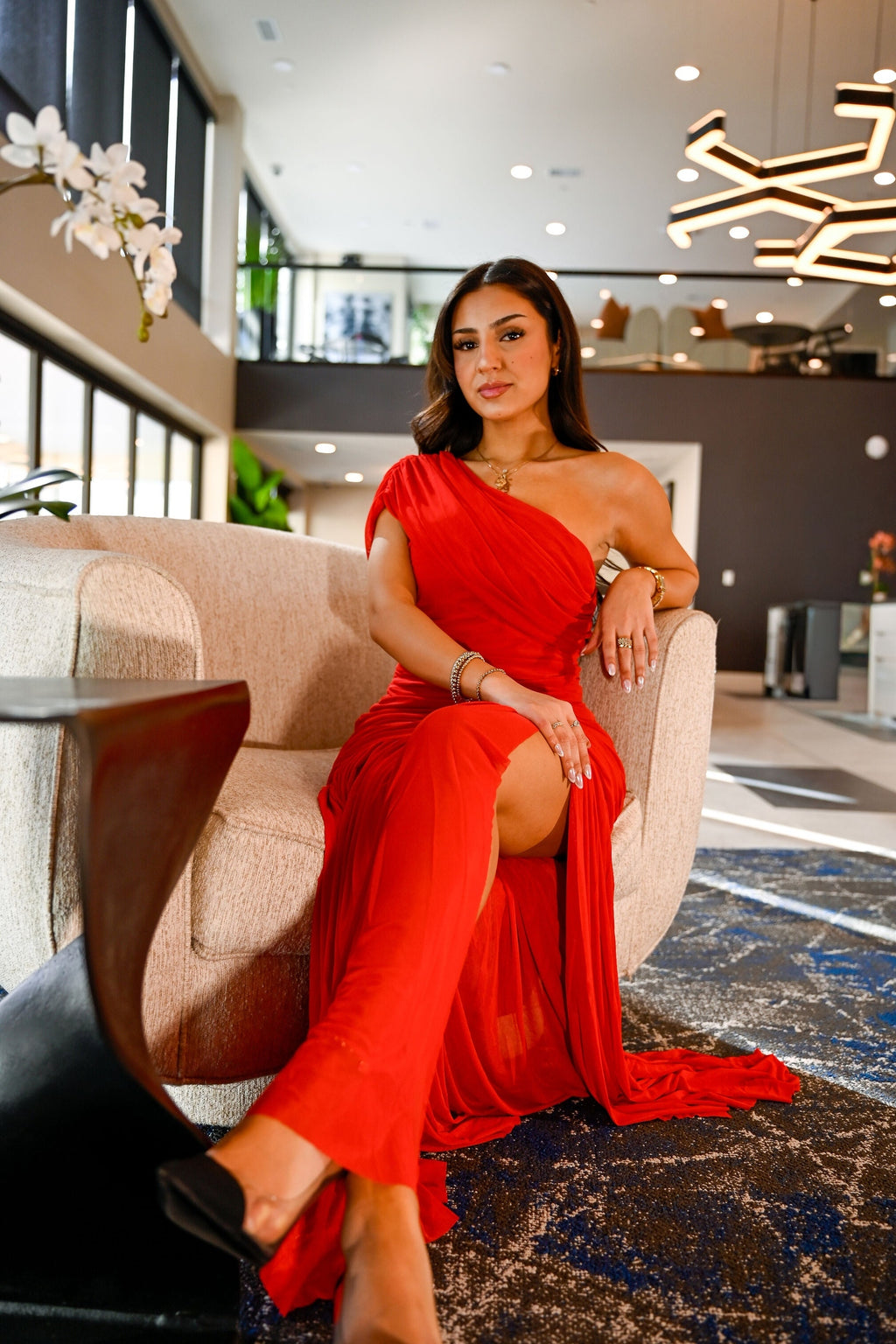 Aretha Split Maxi Dress (Red)
