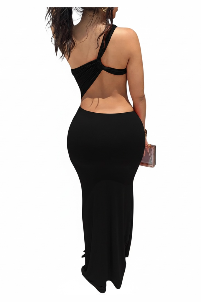 Black Aruba Drape Maxi Dress