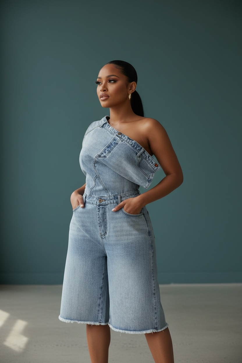Nessa Washed Jorts Romper