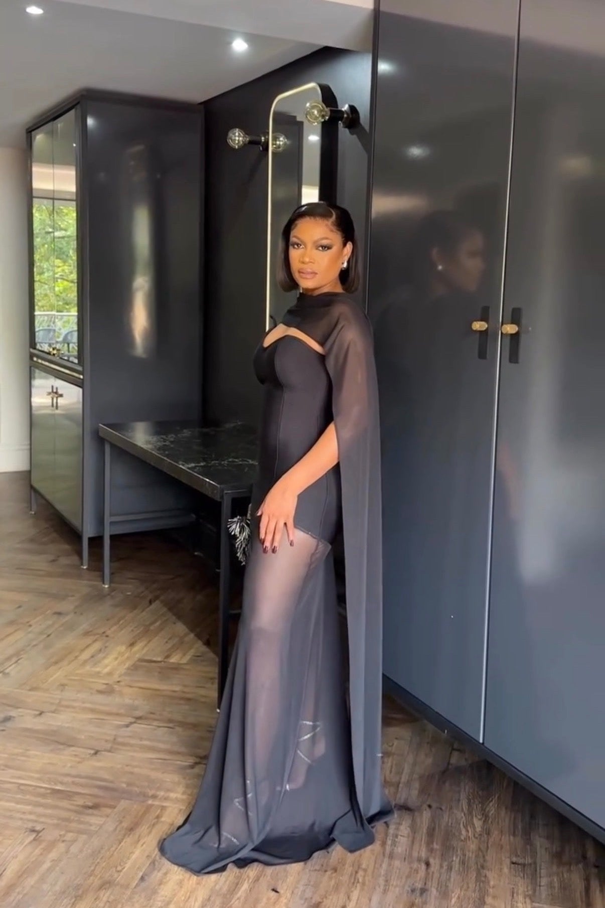 Pure Black Bandage Maxi Dress