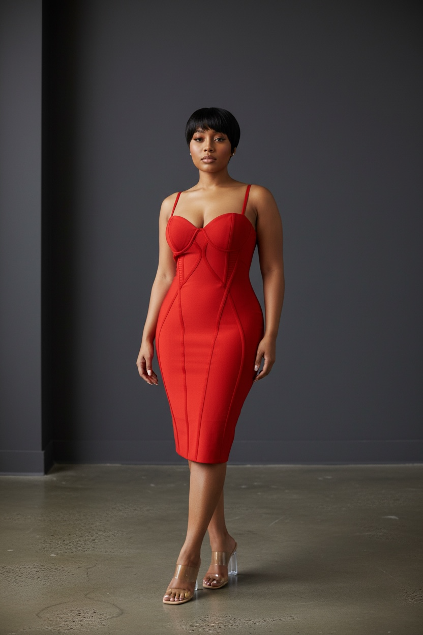 Harmoni Bandage Dress (Red)