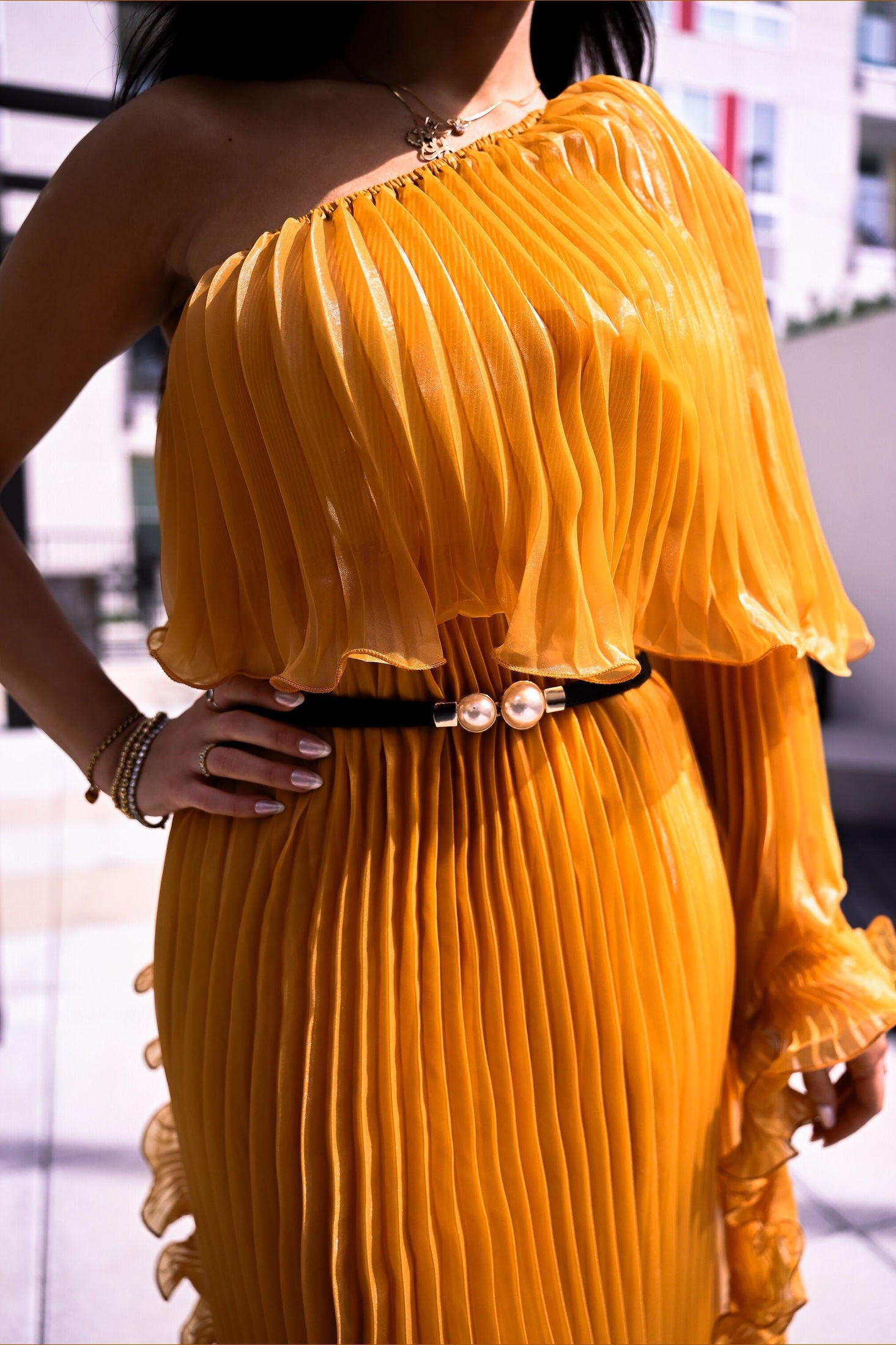 Miyaki Flow Maxi Dress (Mustard)