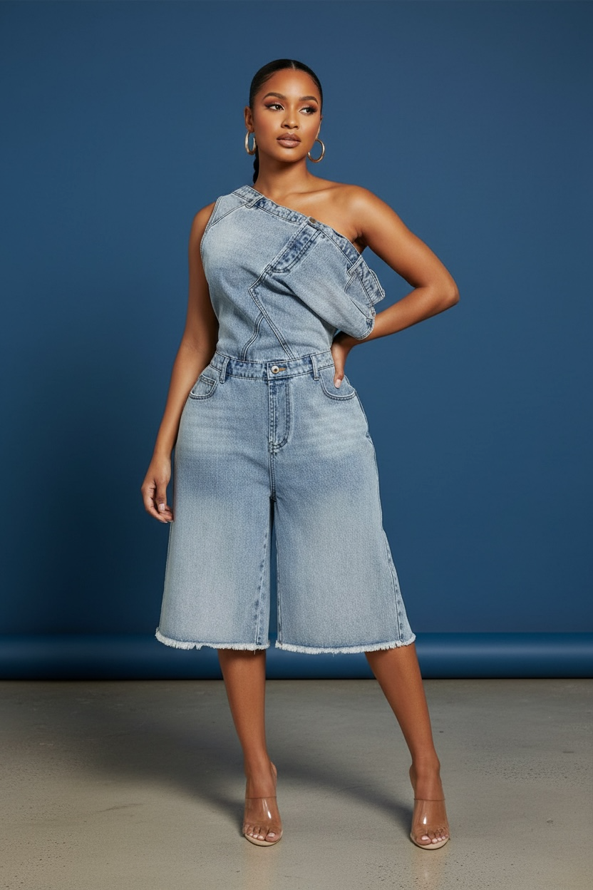 Nessa Washed Jorts Romper