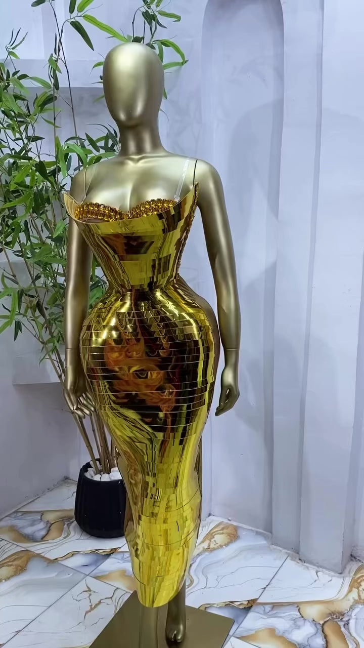Gold Valot Metallic Dress