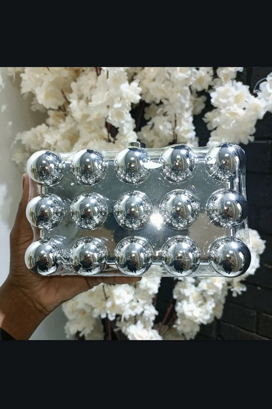 Silver Elegance Clutch Bag